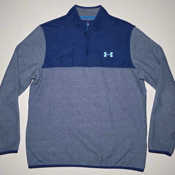 Under Armour Coldgear Mens Long Sleeve Blue 1/4 Zippered Pullover Size Large - Picture 1 of 9